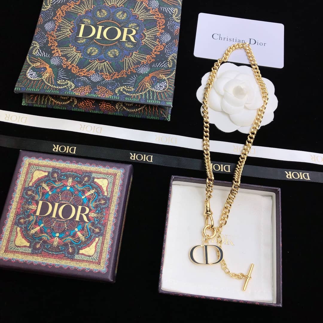 Fake Chr1st1an D10r Logo Necklace