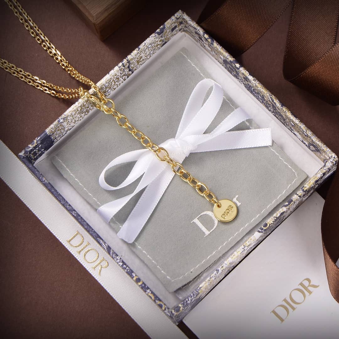Fake Chr1st1an D10r Logo Necklace