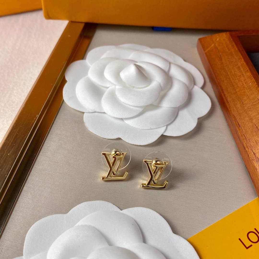 LV Hoop Earrings Dupe Logo
