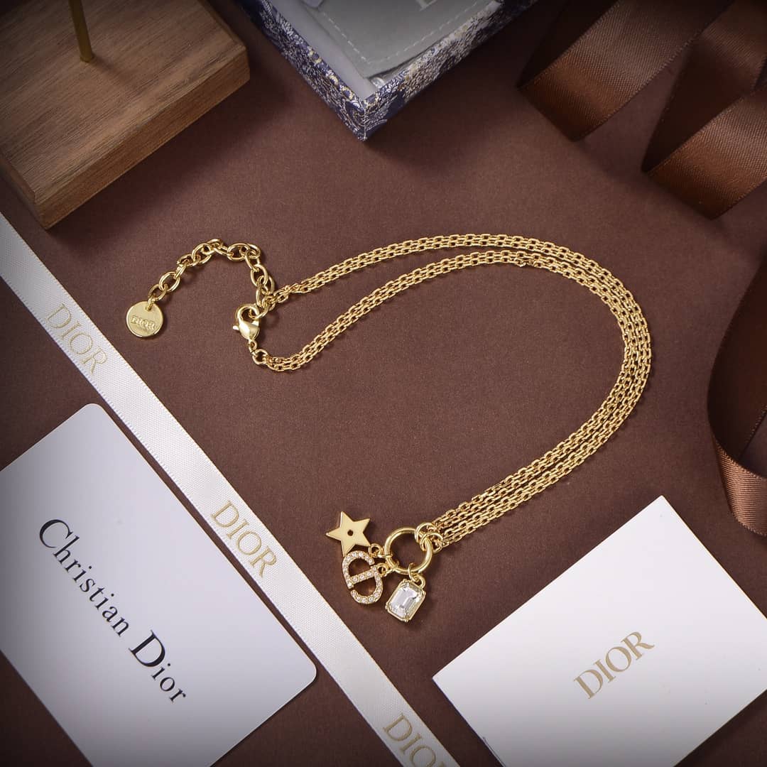 Fake Chr1st1an D10r Logo Necklace
