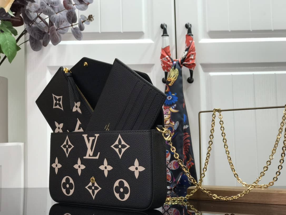 L0vis Vvtt0n Bicolor Monogram Empreinte Replica Pochette Felice Black M69977