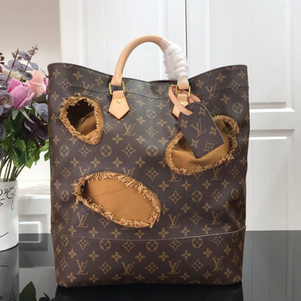 L0vis Vvtt0n Monogram X Comme Des Garons Burned Holes Tote M40011 Replica