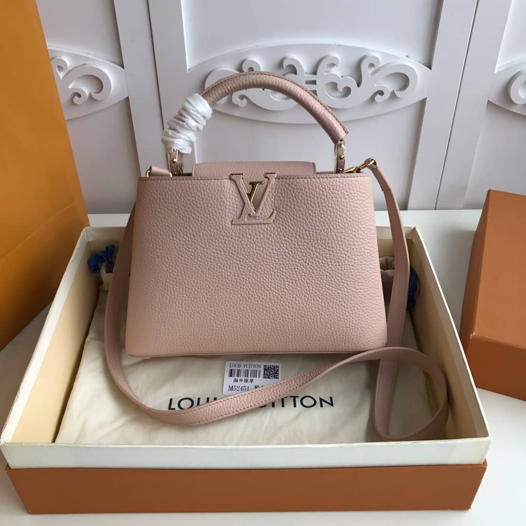 L0vis Vvtt0n Capucines Taurillon Leather BB Bag Replica Pink M52451