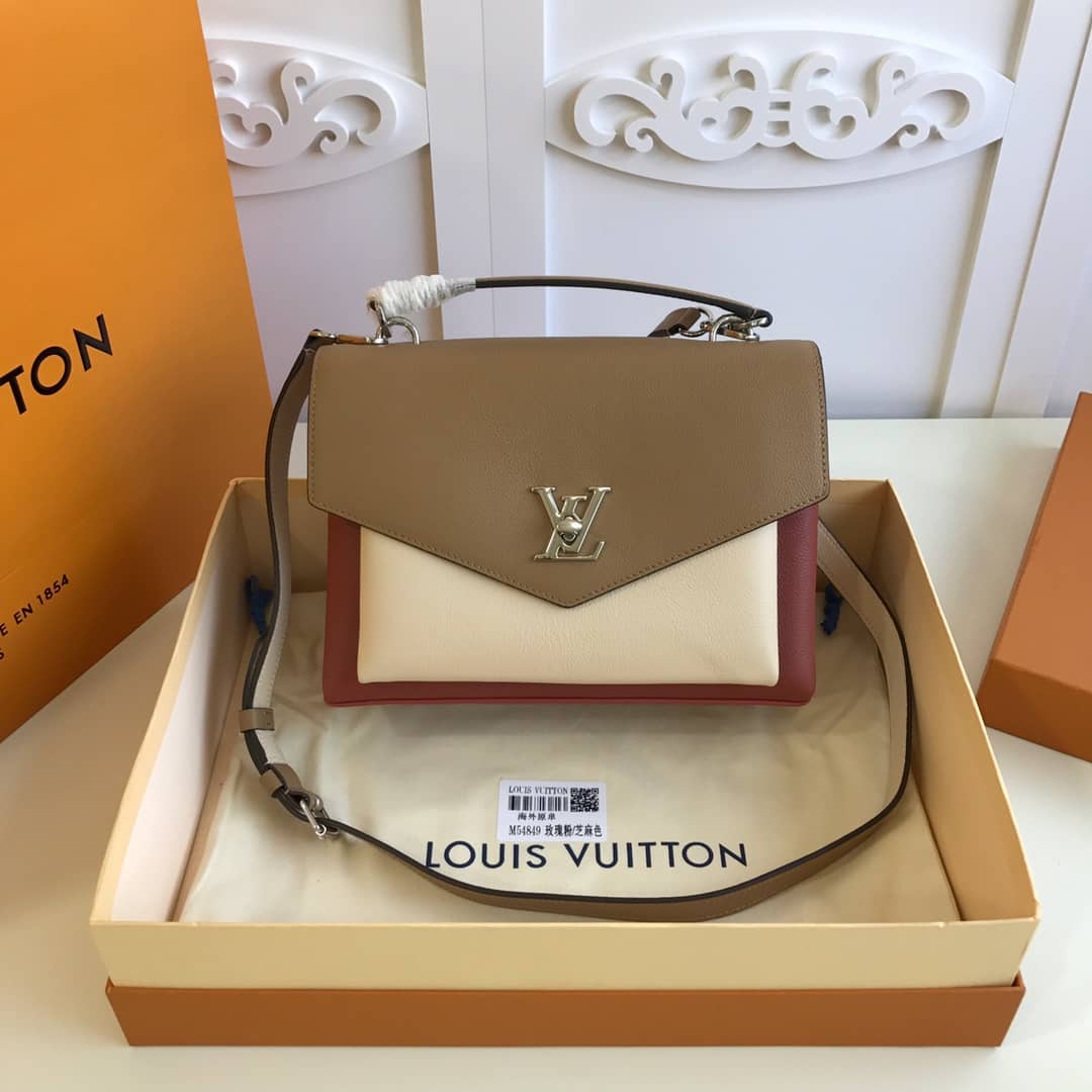 L0vis Vvtt0n MyLockMe 2way Leather Grain Replica Satchel Yellow M54849