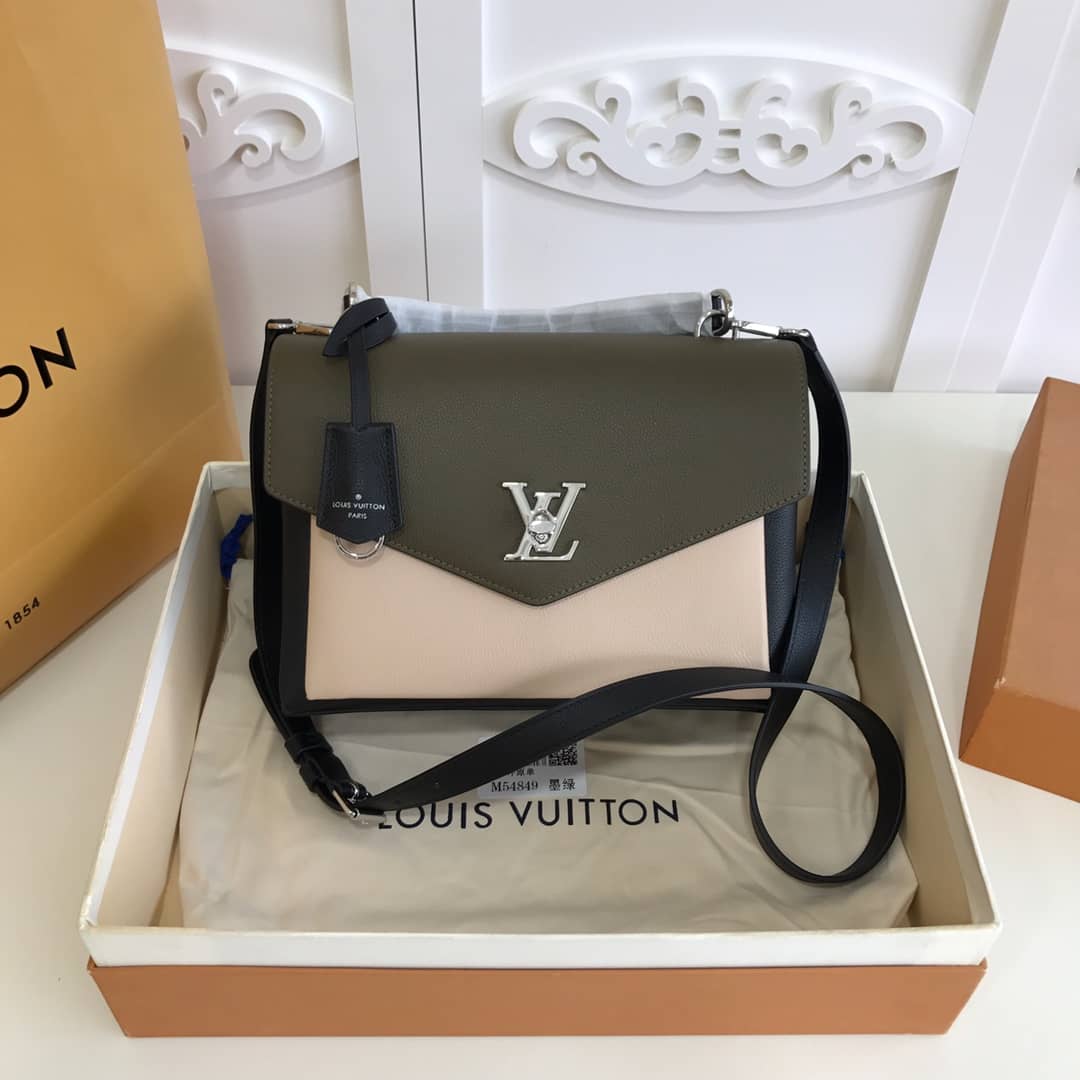L0vis Vvtt0n MyLockMe 2way Leather Grain Satchel Replica Green M54849
