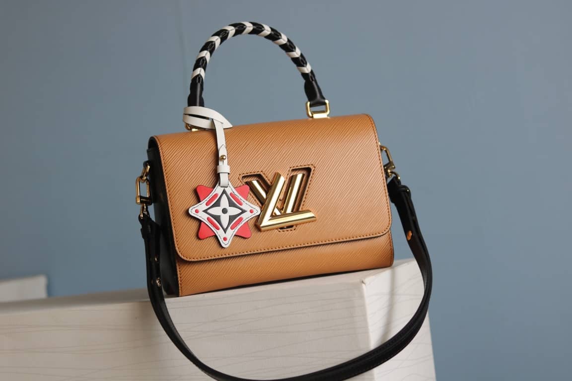 L0vis Vvtt0n Textured Epi Leather Twist Series Bag Brown