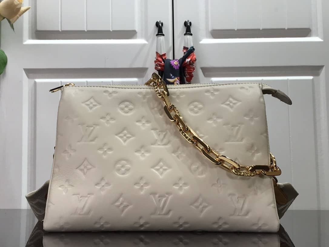 L0vis Vvtt0n Cream Coussin PM Monogram Embossed Lambskin Replica Bag White M57793