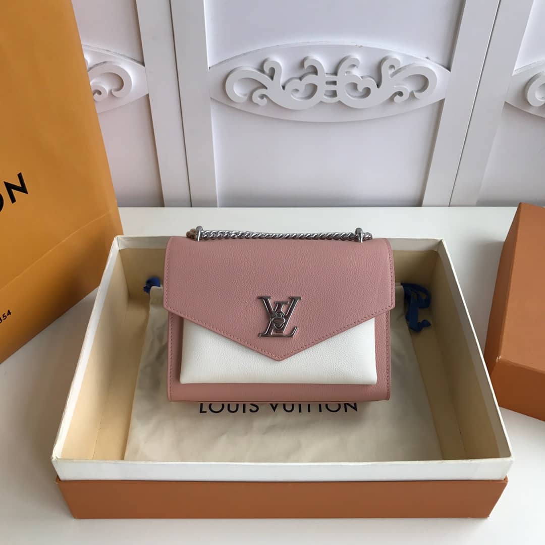 L0vis Vvtt0n MyLockMe BB Calf Chain Replica Shoulder Bag Pink White M51418