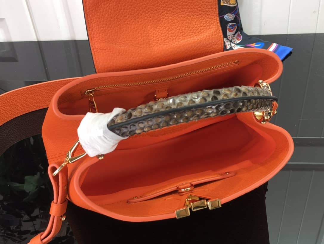 L0vis Vvtt0n Capucines Embroidery Replica Bag Orange M48865