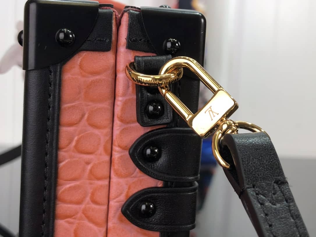 L0vis Vvtt0n Petite Malle Brilliant Alligator Leather Replica Handbag Orange N93817