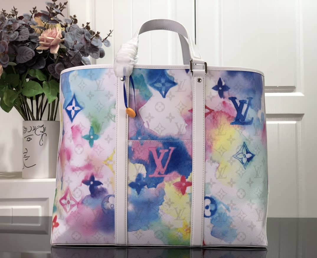 L0vis Vvtt0n Weekend GM Watercolor Monogram Tote Replica Blue M45754