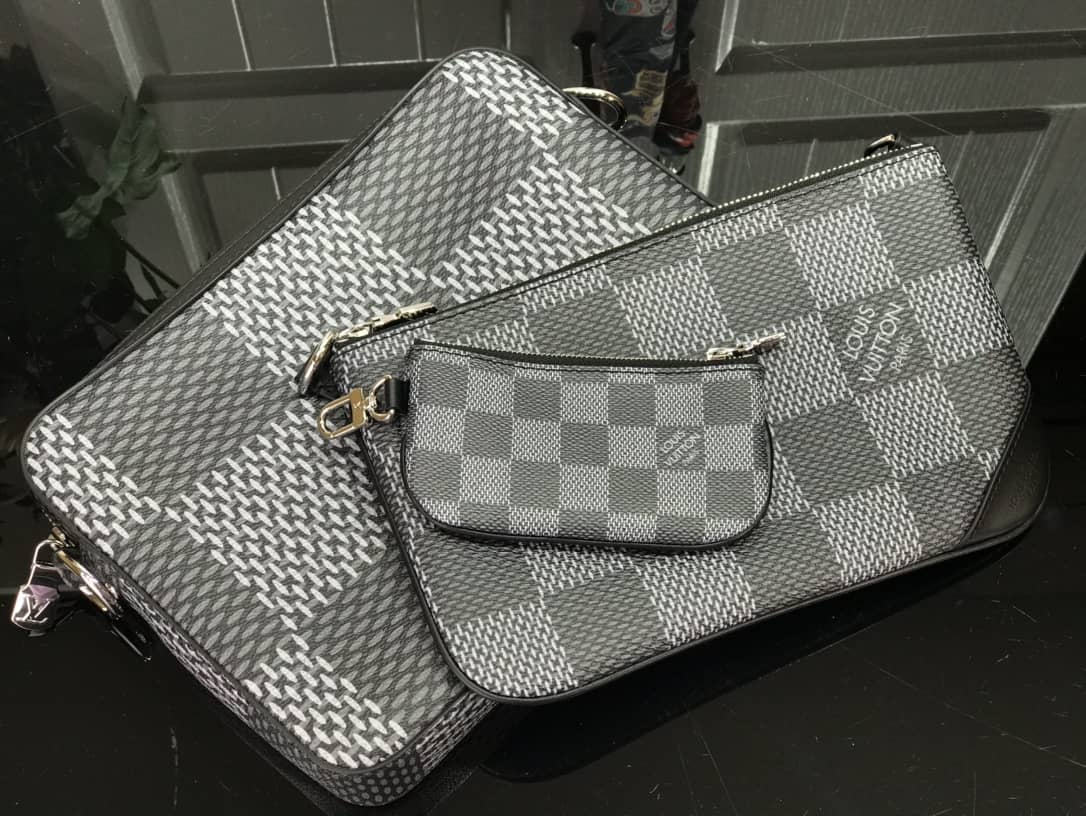 L0vis Vvtt0n Virgil Abloh Trio Multi Messenger Bag Replica Gray M69443