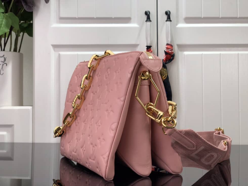 L0vis Vvtt0n Embossed Lambskin Coussin PM Pink M58628 Replica Shoulder Bag