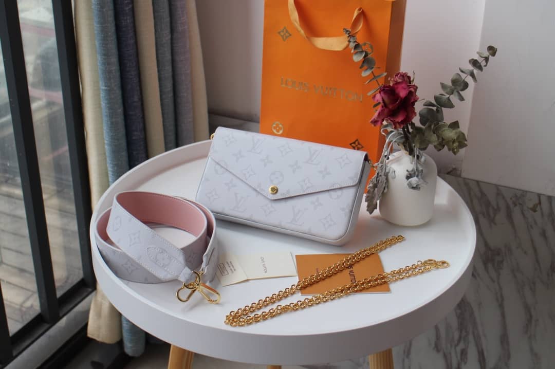 L0vis Vvtt0n Felicie Crossbody Small Canvas Leather Replica Bag White M61276