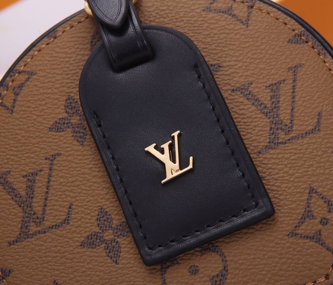 L0vis Vvtt0n Monogram Reverse Mini Boite Chapeau Replica Shoulder Bag Brown M68276