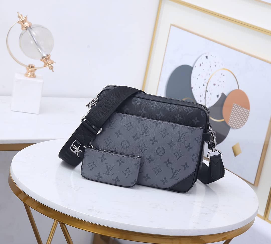 L0vis Vvtt0n Virgil Abloh Trio Multi Messenger Bag Replica Gray M69443