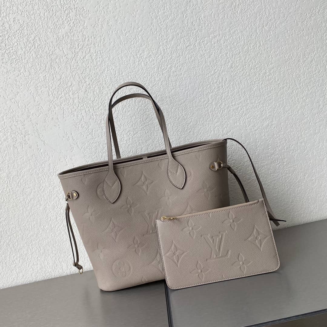 L0vis Vvtt0n Neverfull Dupe MM Monogram Empreinte Leather Bag Replica Gray M45685