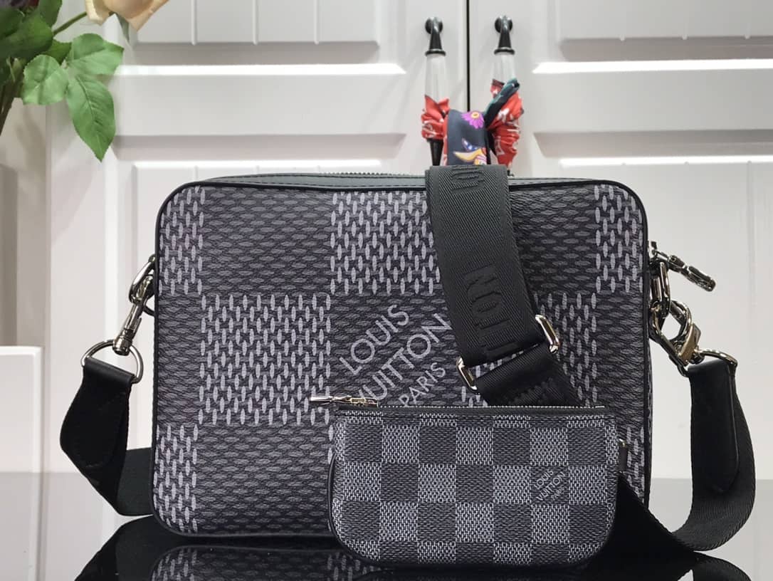 L0vis Vvtt0n Virgil Abloh Trio Multi Messenger Bag Replica Gray M69443