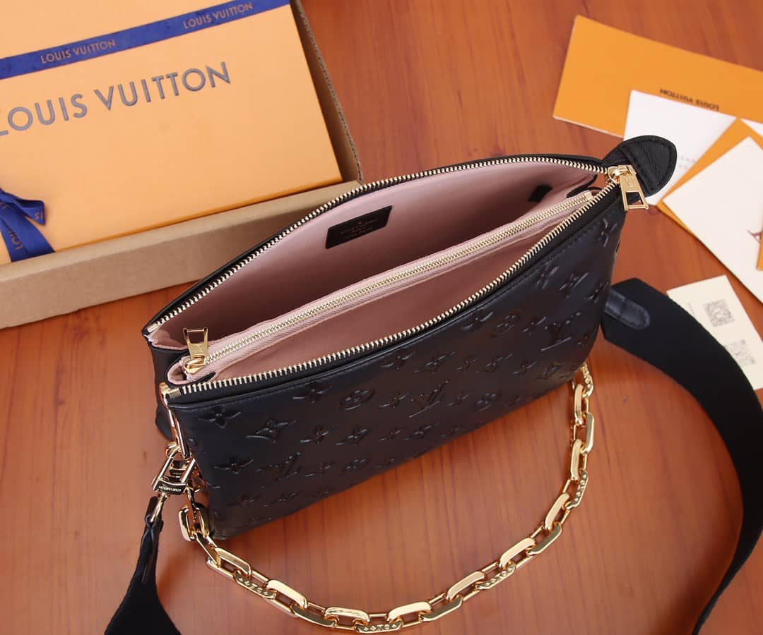 Best Replica L0vis Vvtt0n Coussin PM Monogram Embossed Replica Crossbody Bag Black M57790(ColaReps)