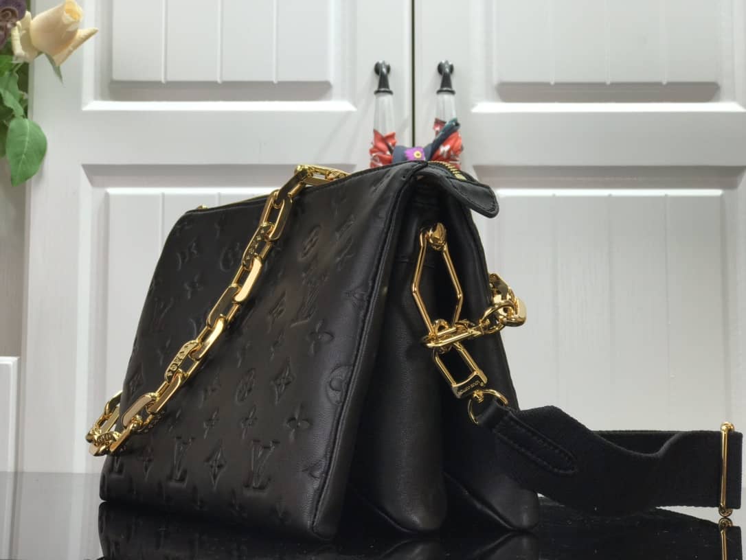 L0vis Vvtt0n Cream Coussin PM Monogram Embossed Lambskin Replica Bag Black M57793