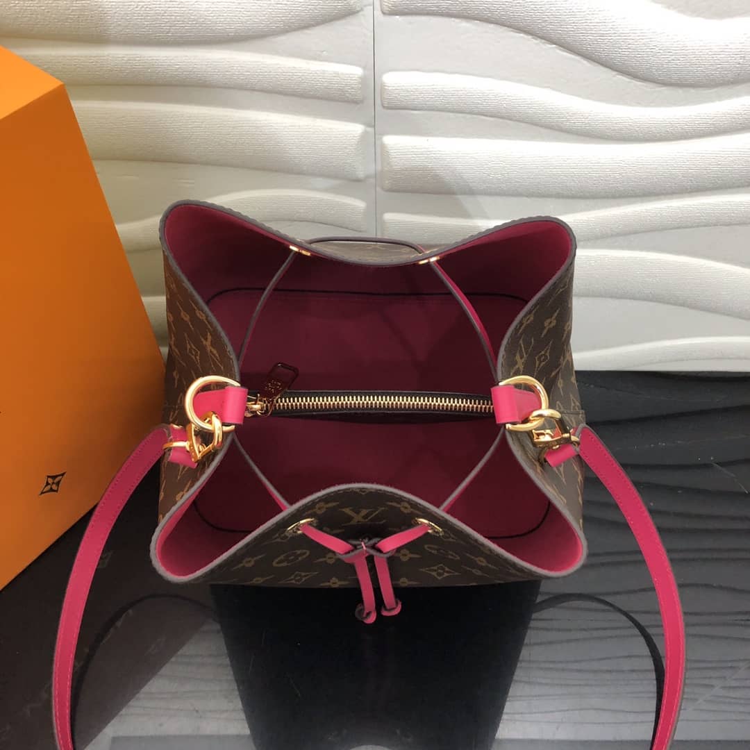 L0vis Vvtt0n Neonoe Replica Bucket Bag Brown Pink Red M44020