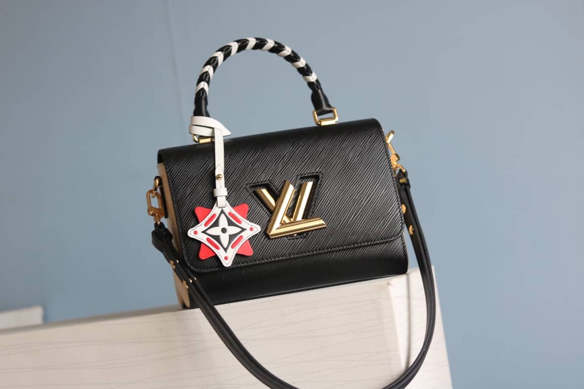 L0vis Vvtt0n Textured Epi Leather Twist Series Bag Black