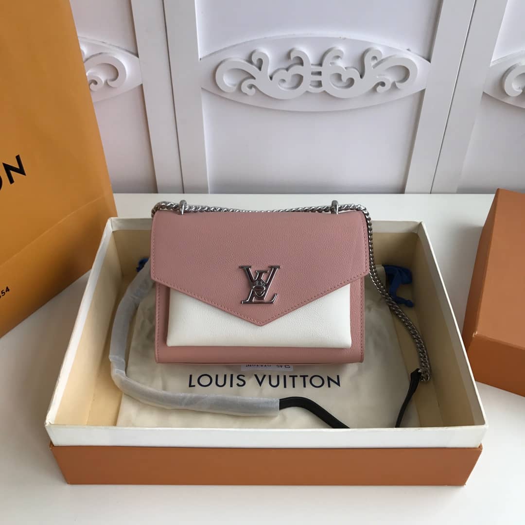L0vis Vvtt0n MyLockMe BB Calf Chain Replica Shoulder Bag Pink White M51418
