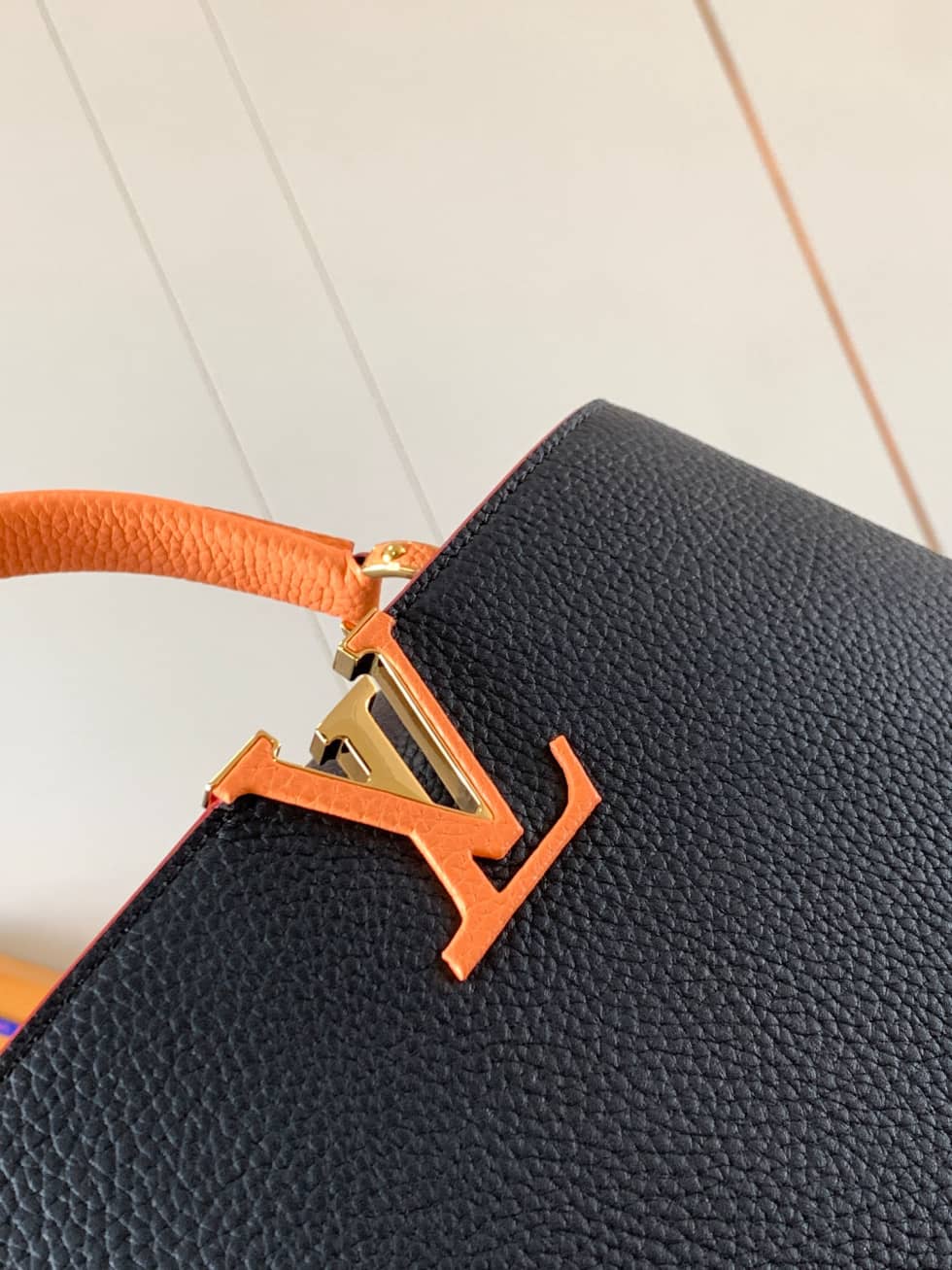 L0vis Vvtt0n Capucines MM Black And Orange M58610 Replica Crossbody Bag
