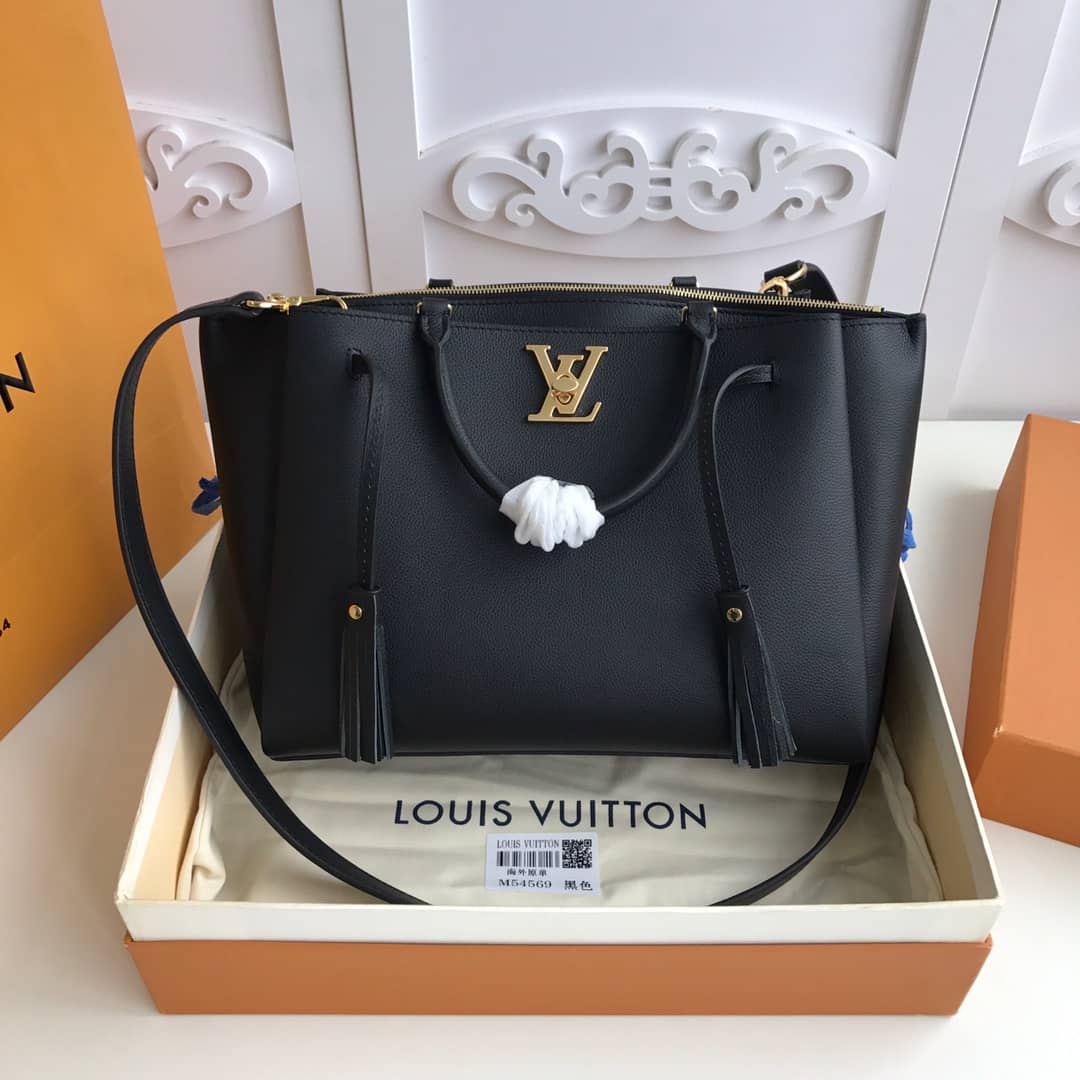 L0vis Vvtt0n Lockmeto Leather Tote Replica Black M54569