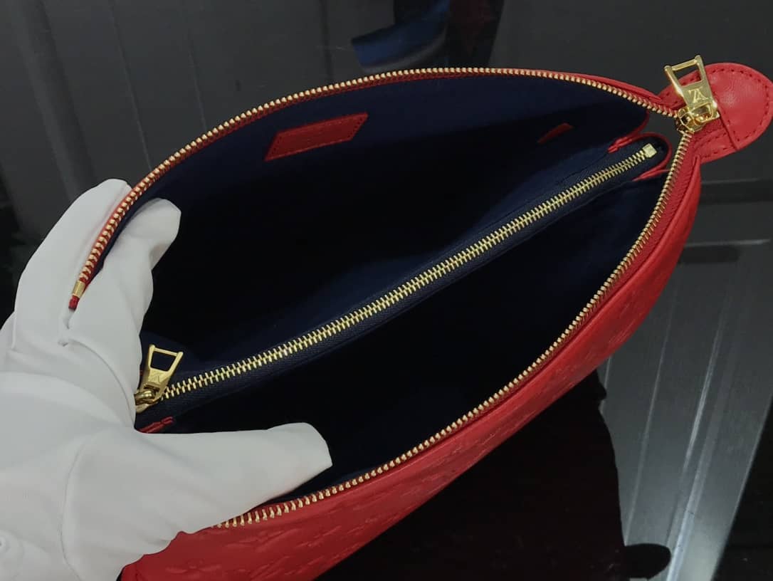 L0vis Vvtt0n Cream Coussin PM Monogram Embossed Lambskin Replica Bag Red M57793