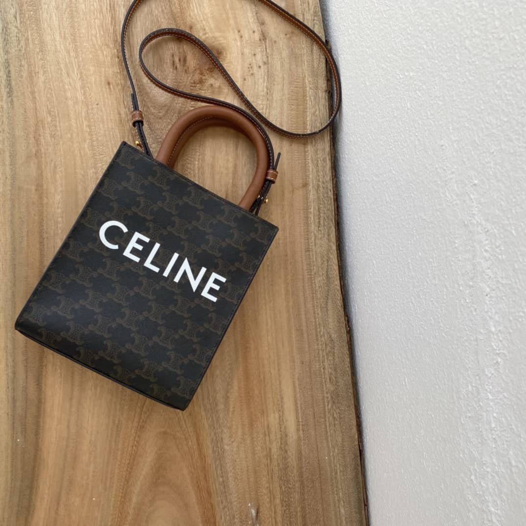 Ce1i*e Dupe  Triomphe Canvas Calfskin Mini Vertical Cabas Replica Bag