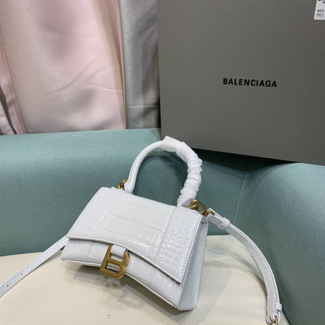 Ba1en*iaga Hourglass Leather Top Handle Replica Bag