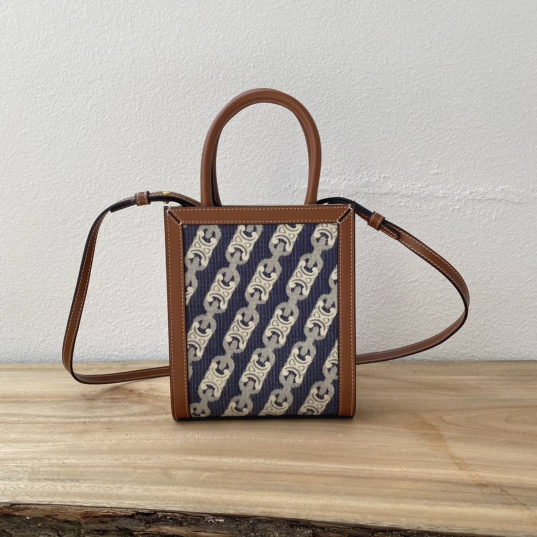 Ce1i*e Triomphe Canvas Calfskin Mini Vertical Cabas Replica Bag