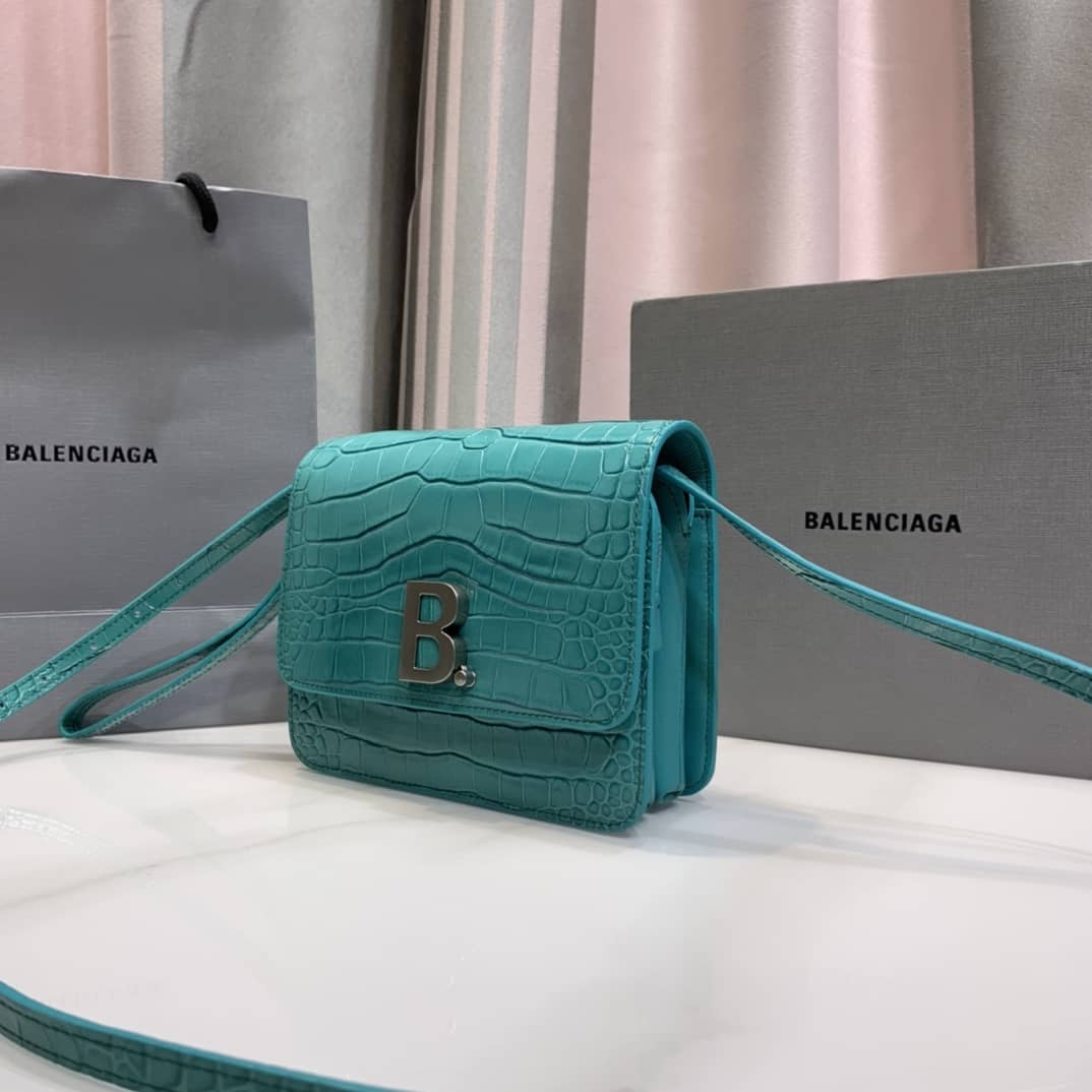 Ba1en*iaga Crocodile Embossed Box Replica Shoulder Bag
