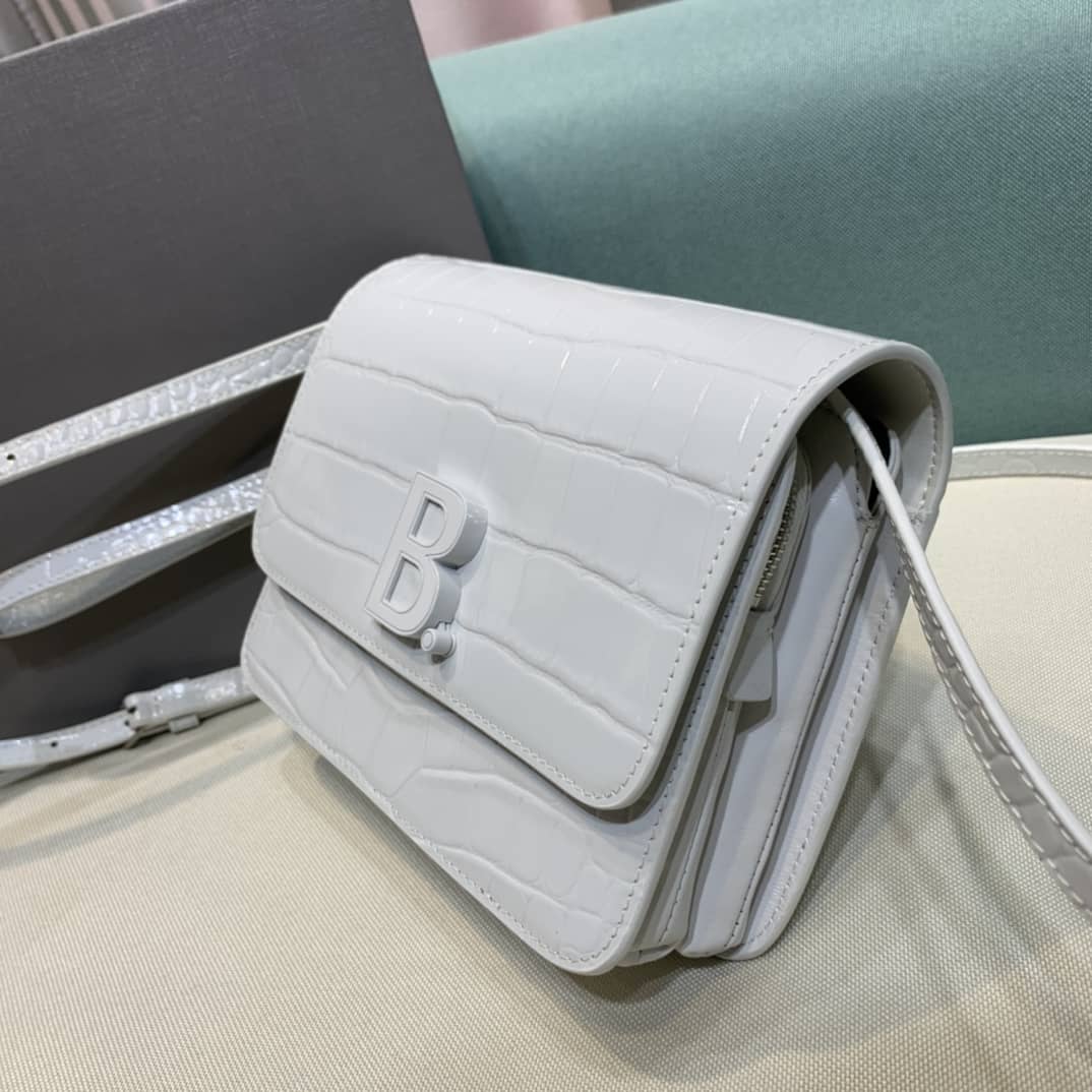Ba1en*iaga Crocodile Embossed Box Replica Shoulder Bag