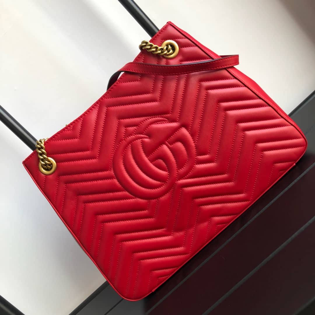 Gvc*1 GG Marmont Chain Shoulder Bag Replica Red 453569