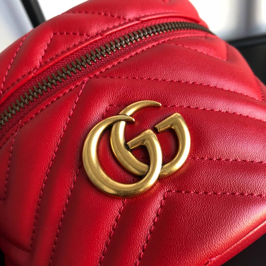 Gvc*1 GG Marmont Matelesse Mini Round Replica Backpack Red 598594