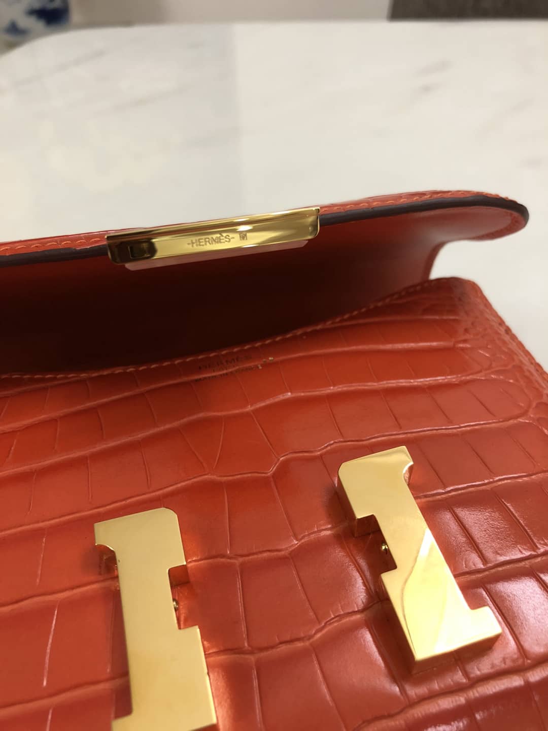 H**me5 Replica Constance 18CM Crocodile Shiny Bag