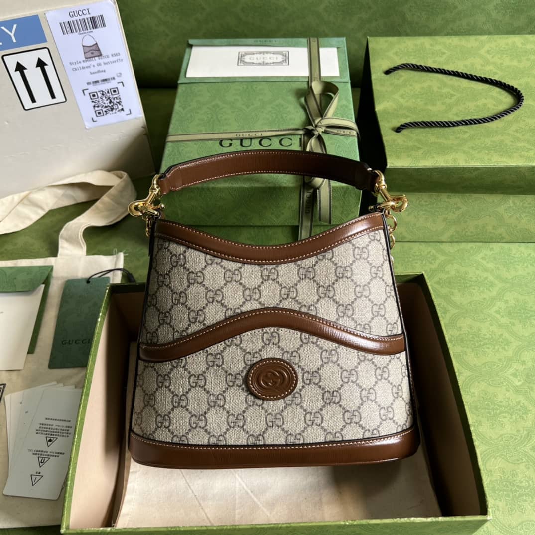 Gvc*1 Large With Interlocking G Brown 696011 Replica Shoulder Bag