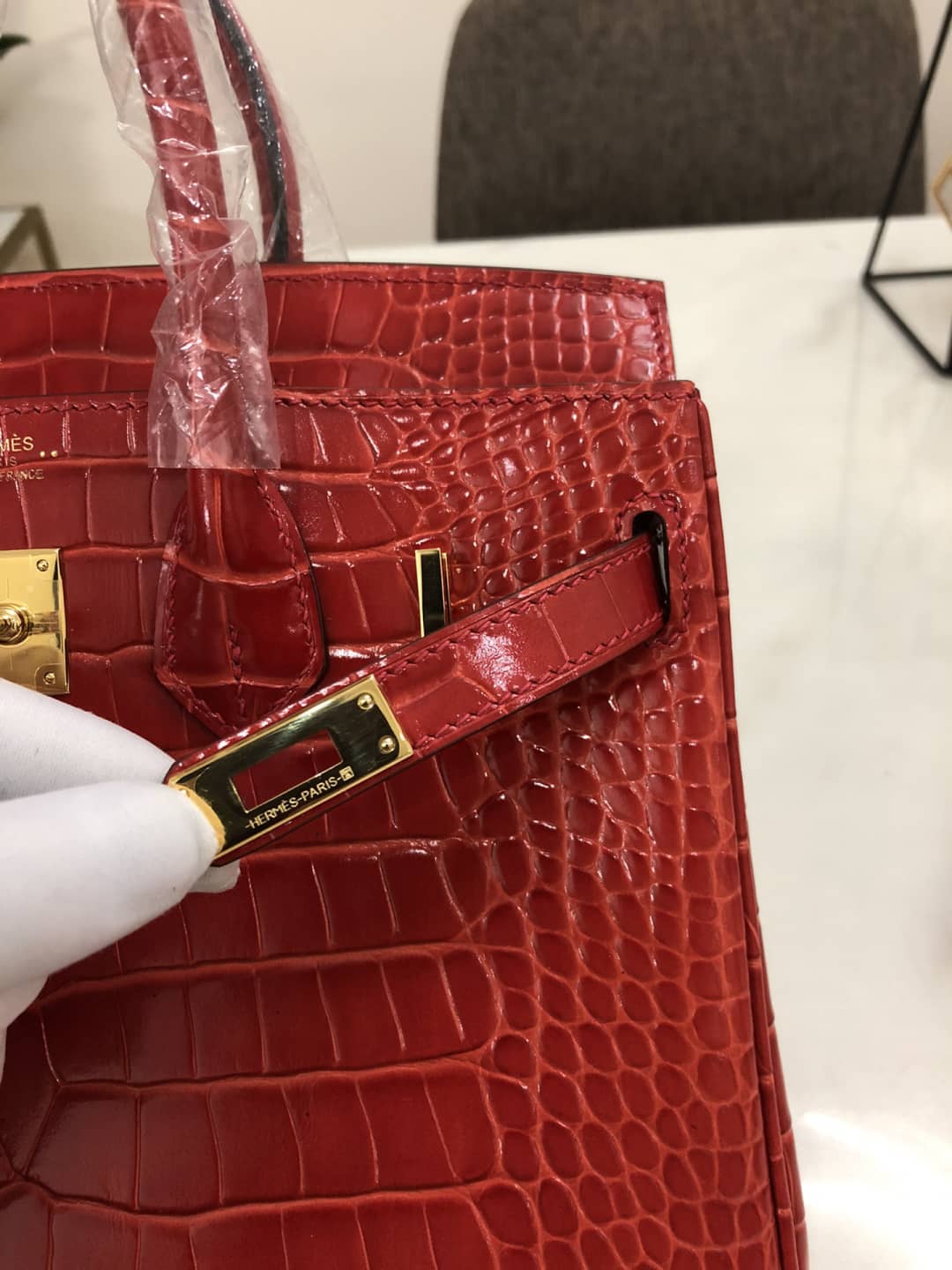 H**me5 Birkin 25CM Crocodile Shiny Replica Bag