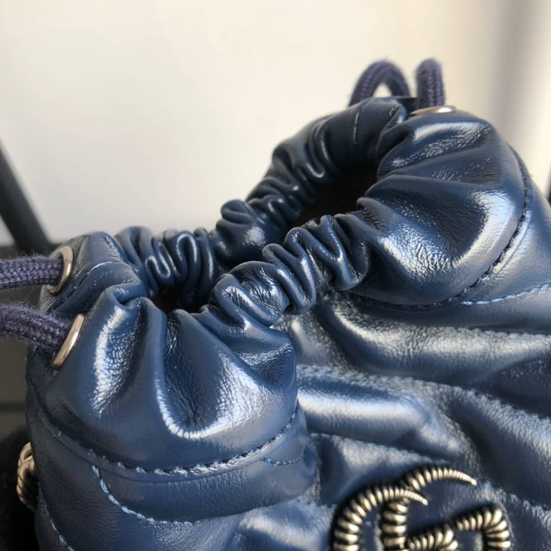Gvc*1 GG Marmont Mini Bucket Crossbody Bag Replica Blue 575163