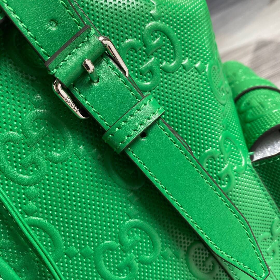 Gvc*1 GG Embossed Leather Replica Backpack Green 625770