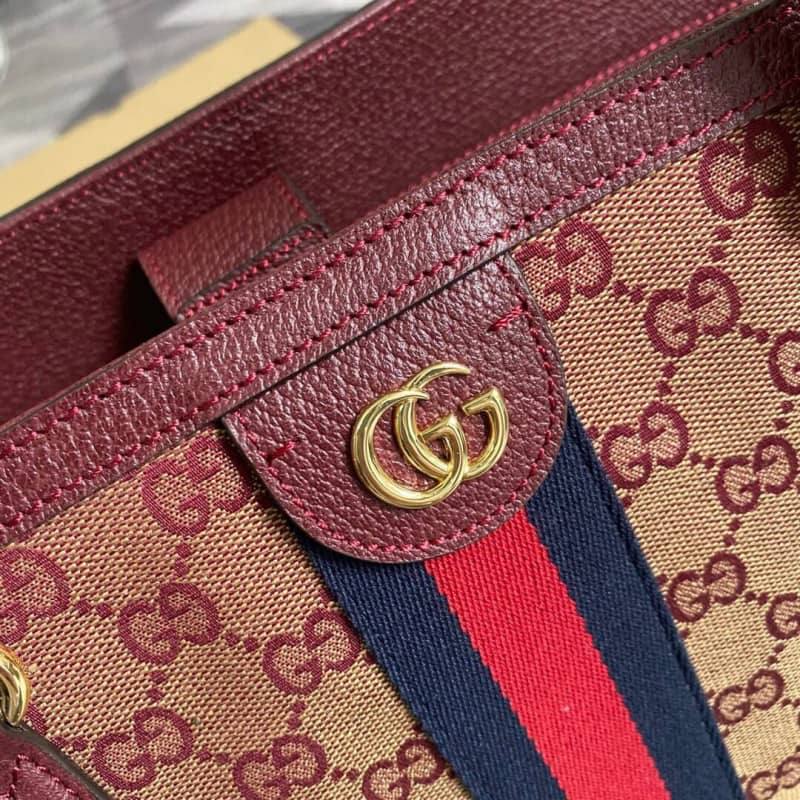 Gvc*1 Ophidia Leather Tote Replica Red 631685