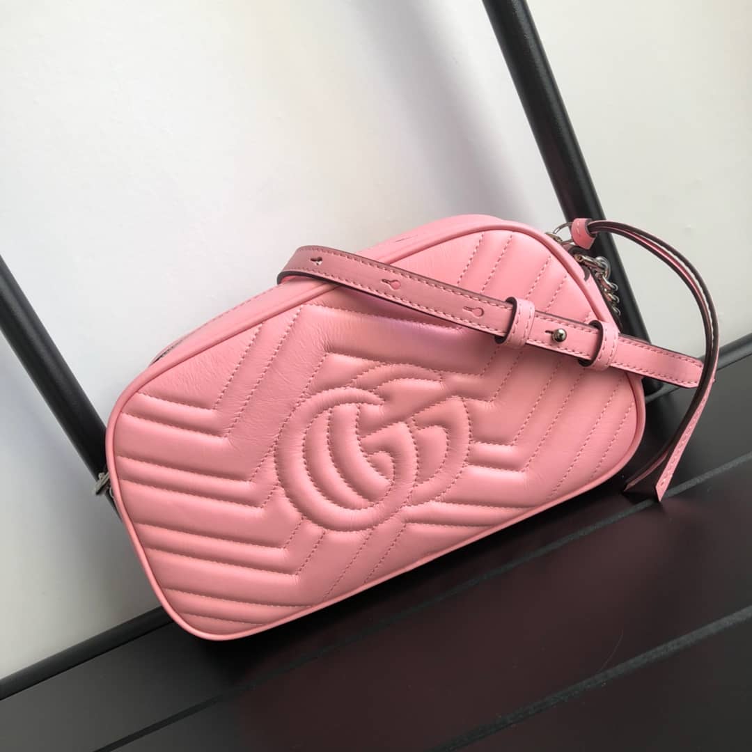 Gvc*1 GG Marmont Small Shoulder Handbag Camera Bag Replica Pink 447632