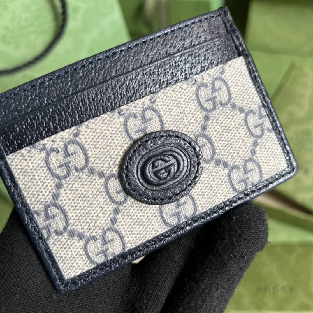 Gvc*1 Interlocking G Card Case Beige Leather 673002 Replica Wallet