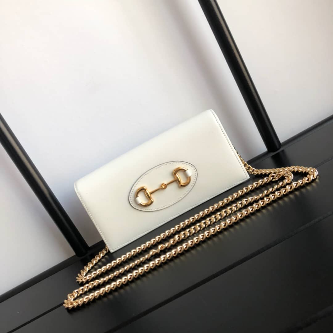 Gvc*1 GG Svp*me Horsebit 1955 Chain Wallet Replica White 621892