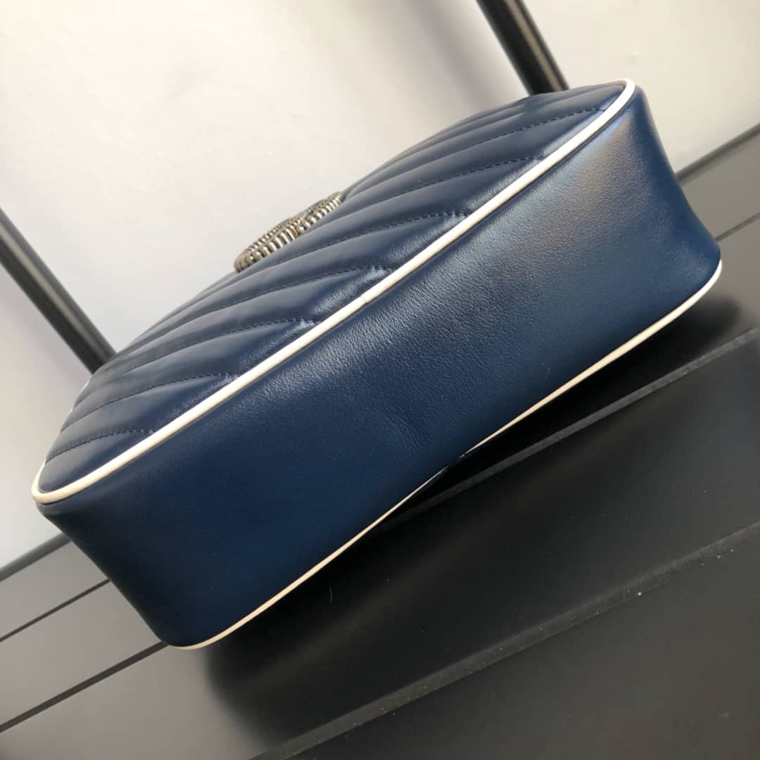 Gvc*1 GG Marmont Small Shoulder Handbag Camera Bag Replica Blue 447632