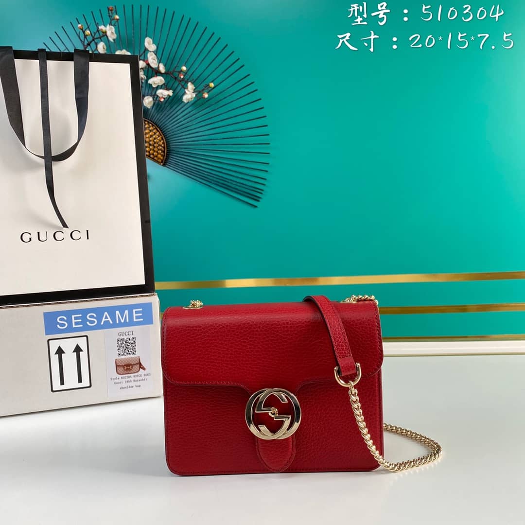 Gvc*1 Interlocking Leather Chain Crossbody Bag Replica 510304