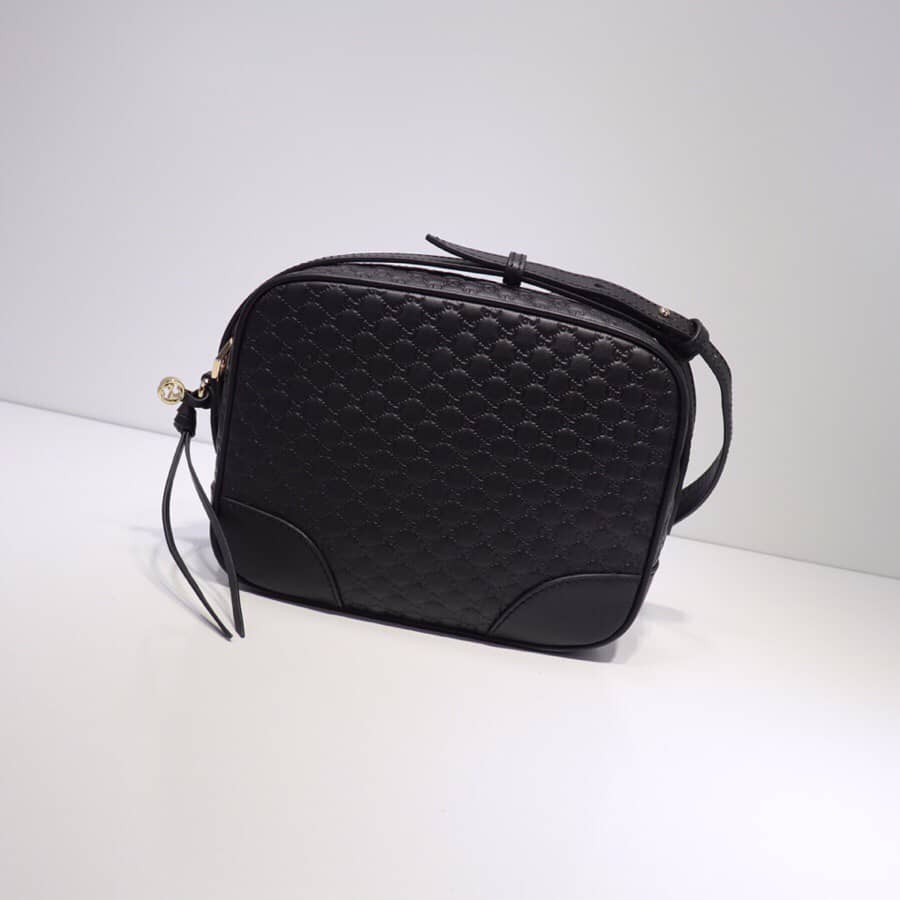 Gvc*1 Bree Gvc*1ssima GG Leather Canvas Camera Bag Replica Black 449413