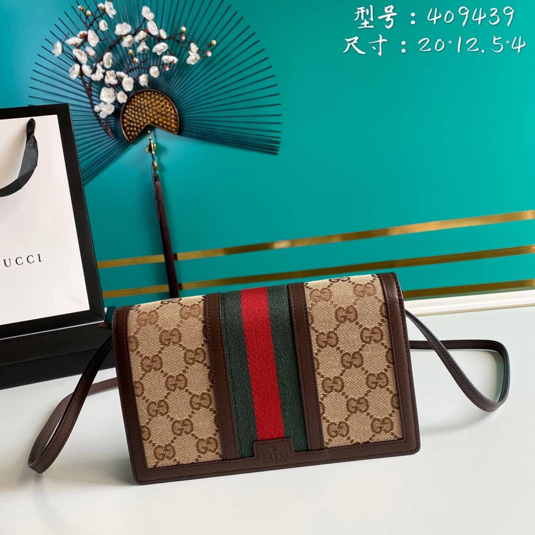 Gvc*1 GG Crossbody Bag Web Stripe Wallet Replica 409439